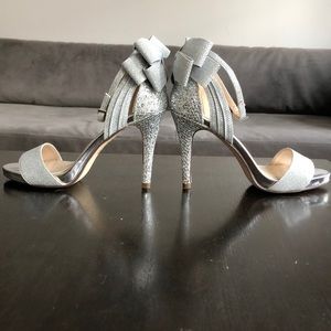 Silver evening sandals